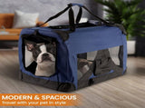 Royale Large Heavy Duty Soft Collapsible Pet Carrier - Portable Travel Dog Crate with Fleece Ma D0702