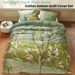 Bedding House Van Gogh Peach Trees Green Cotton Sateen Quilt Cover Set King V442-HIN-QUILTCS-PEACHTREES-GREEN-KI