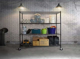 Modular Wire Storage 150x35cm Steel Shelving Black With Wheels For Garage Warehouse Or Kitchen V63-841401