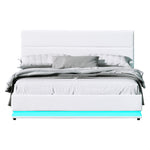 Artiss Bed Frame Queen Size LED Gas Lift White LUMI BFRAME-E-LUMI-Q-WH-ABC