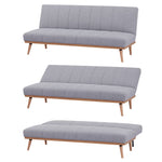 Monroe 3 Seater Sofa Futon Bed Fabric Lounge Couch - Grey V315-VOL-MONR-01