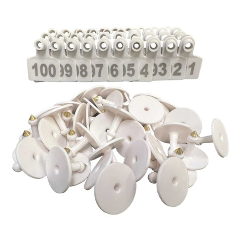 1-100 Cattle Number Ear Tags 5x4cm Set - Small White Pig Goat Livestock Label V238-SUPDZ-40208925458512