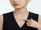 Elegant Four-Leaf Clover Pendant Necklace with Genuine Moissanite, Featuring a Heart-Shaped Pink V1341-ZY-Q5SPNMGP-MOISSANITE-PREMIUMS925