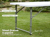 Gardeon 123cm Folding Table Portable Fold-in-Half with Handle Camping Picnic Adjustable Height ODF-TB-HDPE-120CM