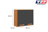 Flat Pack DIY Wooden Kitchen Wall Cabinet with 2 Doors 2 Shelves in Graphite and Cinnamon Finish V1112-3600001940