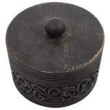 Nero Round Carved Trinket Box w/ Lid 17x14cm V637-90312BOX