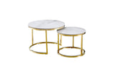 Nesting Style Coffee Table - White on Gold - 60cm/45cm V292-NEST-WHT007