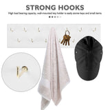 Wooden Wall Key Organizer for Entryway with Space-Saving Hooks, Home Storage Rack in White V1369-AZ3-W-19312