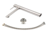 Brushed Nickel Classic Round Bathroom Basin Straight Spout Mixer Sink Faucet Tap V1233-KPL102N