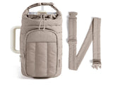 Khaki Nylon Quilted Insulated Water Bottle Bag for 18-64oz Flask - Lightweight Sports & Travel V888-ELOSUNG45040