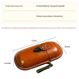 Handmade Leather Eyeglass Case Hard Shell Retro Men And Women Sunglasses Nearsighted Glasses Hooks V1192-AZ-W-5561