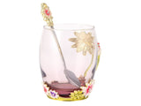 Glass Cup Innovative Flower Tea Cup with Spoon Drink Mug Birthday Christmas Festive GiftsGreen V1294-YM0901-3118210111814