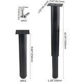 (25-42 cm, black) Set of 4 sturdy adjustable metal furniture legs V1237-ZY-203-2998