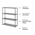 Modular Wire Storage Shelf 1500 x 600 x 1800mm Steel Shelving V63-841081