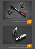 46-Piece Automotive Repair Tool Set - Carbon Steel Ratchet Wrench Socket Kit - 1/4 Inch Drive with V888-ELOSUNG50892