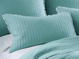 Jenny Mclean Clavo Pompom Blue 3 Piece 100% Cotton Coverlet Set Super King V442-RAN-COVERLET-CLAVOPOMPOM-BLUE-SK