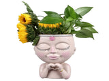 Face Planter Pot Resin Love Style Lady Head Succulent Planter Women Face Flower Pot with Drainage V1294-YM0706-3111230240211