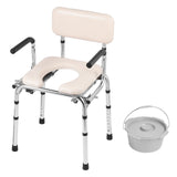 Commode Chair, Bedside Commode with Padded Seat, Drop-Down Arms, 7-Level Adjustable Height, 5.8L V952-WLKBS350BGRZ6CIGBV0