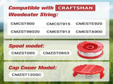 13 Pack CMZST0653 Weed Eater String and 4 Pack CMZST120SC String Trimmer Spool Compatible with V1258-DP02-C-881