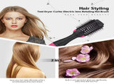 2-in-1 Black-Purple Negative Ion Hot Air Styler Brush - 7-Level Temp & 3-Gear Speed, Fast Drying V888-ELOSUNG42066