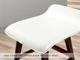 4X Wooden Bar Stool Dining Chair Leather SOPHIA 65cm WHITE BROWN V274-FT-WBSPU-75WH4-BNP