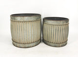 Set 2 Nested 'Vintage Garden' Planters / Bins 30cm, 24cm V637-13327PLN