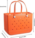 Rubber Tote Bag Sandproof Outdoor Washable Open Tote for Beach Pool Sports - Orange V1263-JX-3495