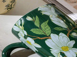 2X High-Fired Ceramic Porcelain Mug with Travel Lid 600ml Vintage Floral GREEN V274-HA-LA-P0024820-GNYE