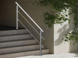 Handrails for Outdoor Steps, 70.9in Length 2 Crossbars Stair Hand Rail Kit, Transitional Stainless V952-BXGSLZFS180CXMYZKV0
