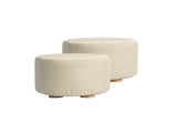 2X Fabric Ottoman Round Wooden Leg Foot Stool - BEIGE V274-FT-GQST01-BE2