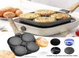 4-Hole Egg Pan Non-Stick Pancake & Omelet Maker for Breakfast Aluminum Griddle for Burgers, V1366-AZ2-W-11878