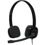 Logitech H151 Stereo Headset Light Weight Adjustable Headphones with Microphone 3.5mm jack In-line V1202-V2-SPLT-H151BLK