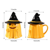 White Ceramic Ghost Teapot with Witch Hat Lid, Halloween Decorative Drinkware for Tea and Coffee V1370-AZ4-19148