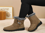 Women's Faux-Fur Trimmed Snow Boots - Red - Size 12 V1102-M-DRESS-6680-RED-12AU12EU40