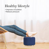 Fabric Ottoman Round Wooden Leg Foot Stool - DARK BLUE V274-FT-GQST01-DBU