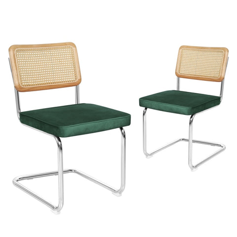 Levede 2xRattan Chair Dining Chairs Green CH1108-2-GN