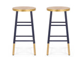 Artiss 2x Bar Stools Metal Gold Navy BA-U-5005-NAGDX2