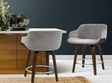 Artiss Bar Stools Swivel Velvet Padded Wooden BA-TW-8908-GY