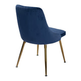 Viva Forever Set of 2 Blue Velvet Dining Chairs – Art Deco Design with Gold Metal Legs V264-DNC-414V-BLU-02