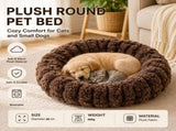 Coffee color 40cm with Heart-patterned jacquard Plush Round Pet Bed - Soft Donut Cat Bed, Warm V888-ELOSUNG53835