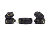 Premium PU Leather Adjustable Padded Collar, Handcuffs & Ankle Cuffs Set with V888-ELOSUNG29412