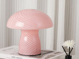 Stripe-Pure Pink Retro Swirl Glass Mushroom Table Lamp - LED Bedside Night Light V888-ELOSUNG28095