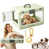 Foldable Hard Cat Carrier, Transparent Pet Crate for Cats & Small Dogs, Collapsible Travel Kennel V1107-136-47040-WHT