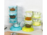 Kitchen Seasoning Bottles Boxes Plastic Frame Rotating Condiment Storage Rack-Light Blue 4 Layers V1263-JX-278