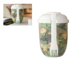 Salad Cup PP Portable Salad Container with Lid and Fork for Travel Outdoor Exercise 1000ml V1294-YM0901-3118240159811