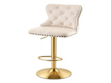 Artiss 1x Bar Stool Counter Chair Kitchen Adjustable Nailhead Trim Velvet Ivory BA-K-1105-IV