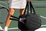 Womens Tennis Gym Bag Sports Tote Fits Two Rackets with Shoe Compartment - Black V1308-DSZKI-142-1