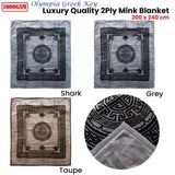 1000GSM Olympia Greek Key Luxury Quality 2 Ply Mink Blanket Queen Taupe V442-ATX-BLANKET-1000GSMOLYMPIA-TAUPE-QS