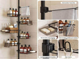 Artiss Tension Pole Shower Caddy Steel Corner Bathroom Shelf Black BSR-B-6T-CN-BK