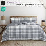 Ardor Ronan Grey Plaid Jacquard Quilt Cover Set King V442-INT-QUILTCS-RONAN-GREY-KI